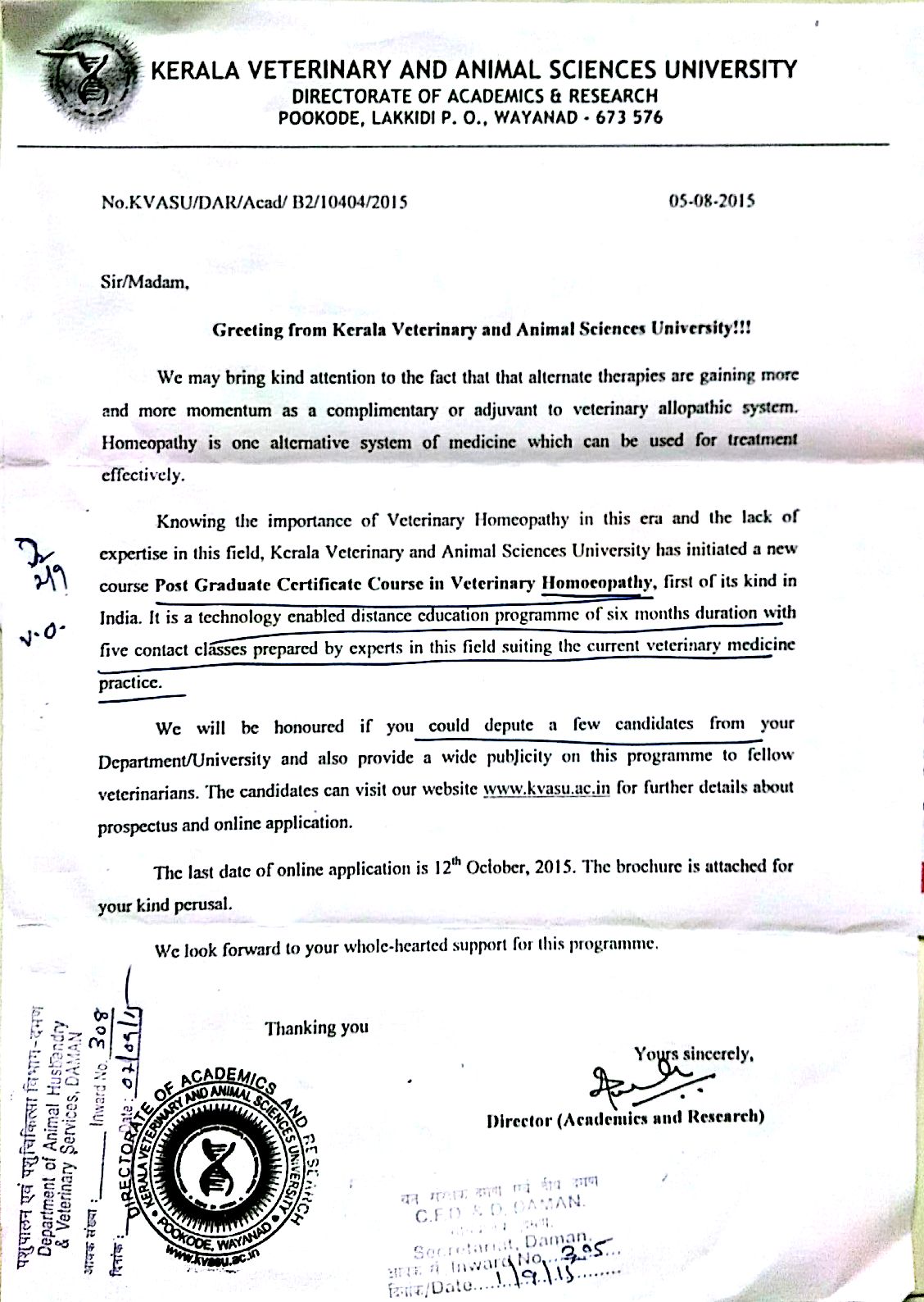 Post Graduate Certificate Course In Veterinary Homeopathy