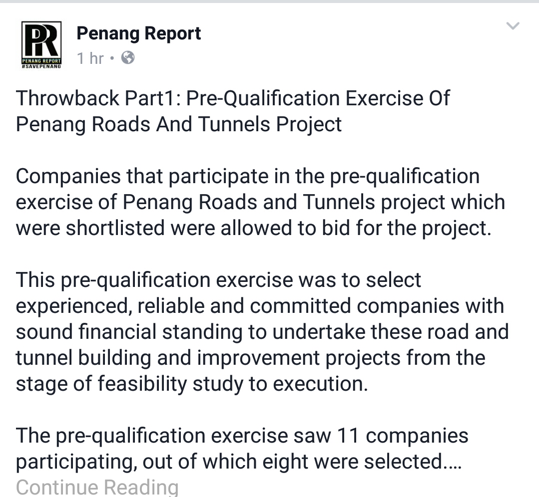 Throwback Part1 PreQualification Exercise Of Penang Roads And Tunnels