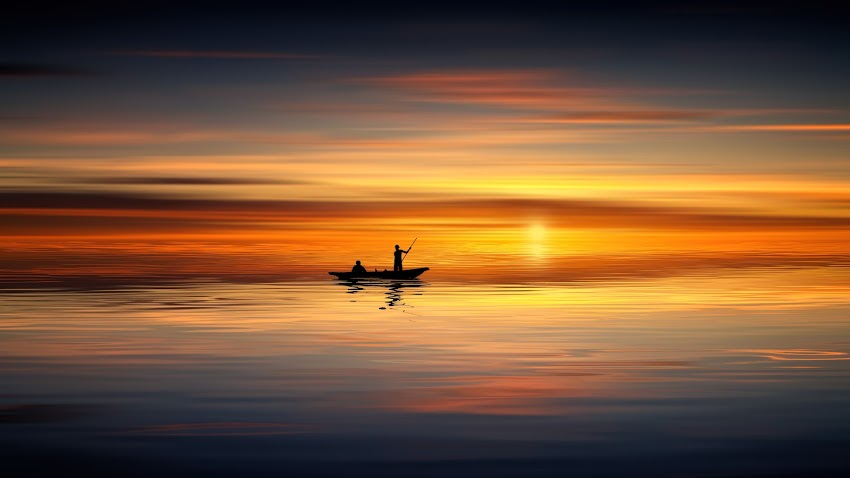 Photo of People on Rowboat During Sunset Photo of People on Rowboat During Sunset