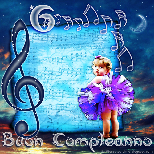 Auguri cartoncino bimbe festeggiare festeggia bimba dedicato Note musicali per festeggiare piccole bimbe: Buon Compleanno
