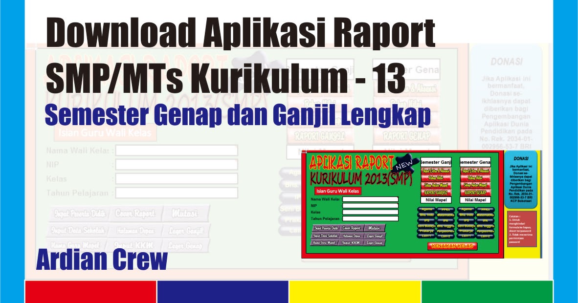 Download Gratis Aplikasi Raport K13 Revisi SMP/MTS