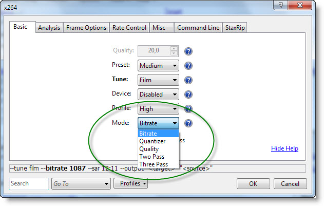 Best x264 options staxrip