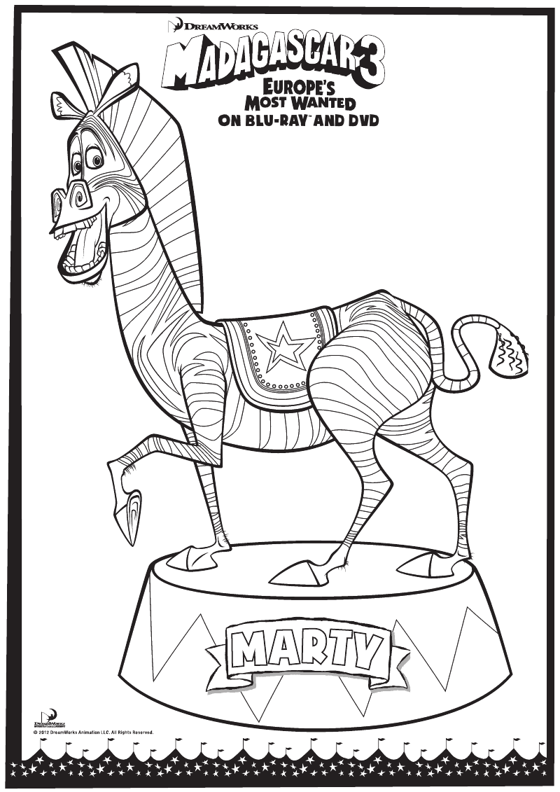 madagascar 3 marty coloring pages - photo #7