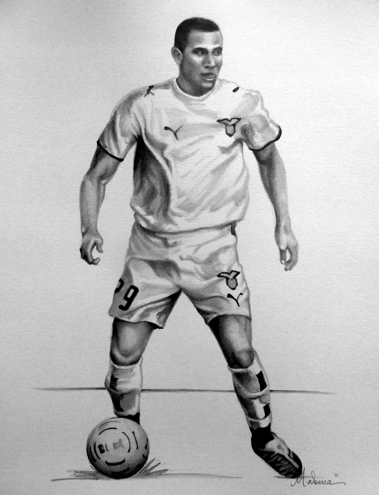Soccer Player Graphite Pencil Drawing