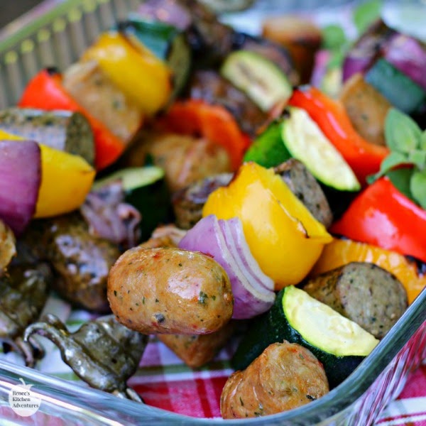 Easy Grilled Chicken Sausage and Pepper Kabobs