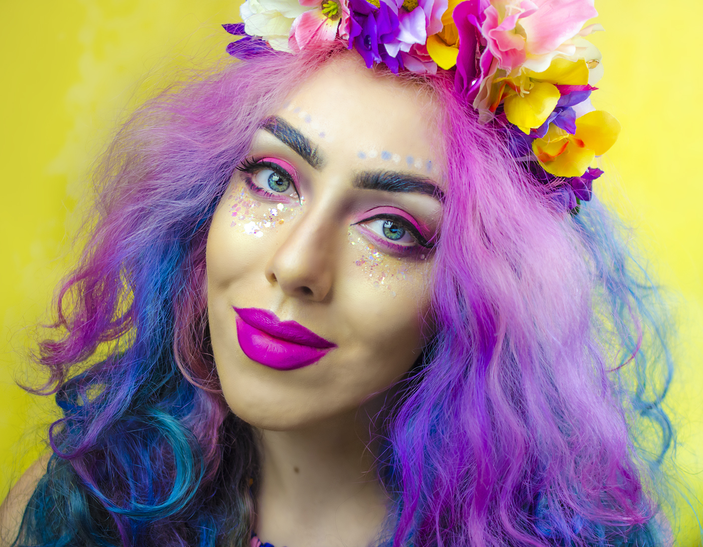 festival makeup routine rainbow hair stephi lareine