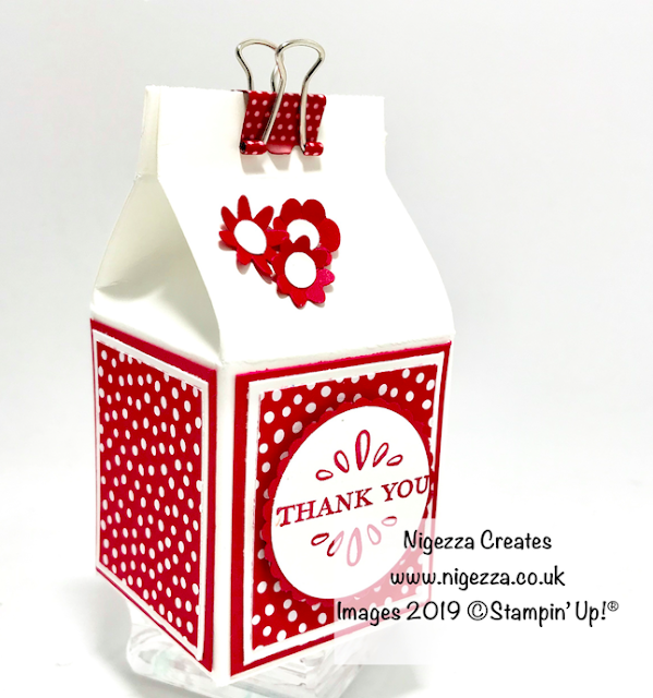 Stampin Up! Bitty Bloom Punch, Milk carton gift box for Yankee candle