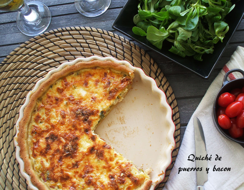 Quiche de puerros y bacon