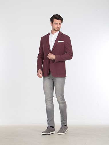 Pantolon Ceket Kombinleri Bordo Blazer Beyaz Gomlek Gri Jean Pantolon Gri Ayakkabi