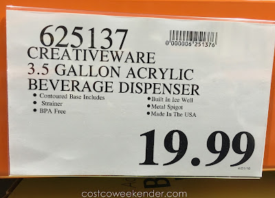 Deal for the CreativeWare Acrylic Beverage Dispenser at Costco