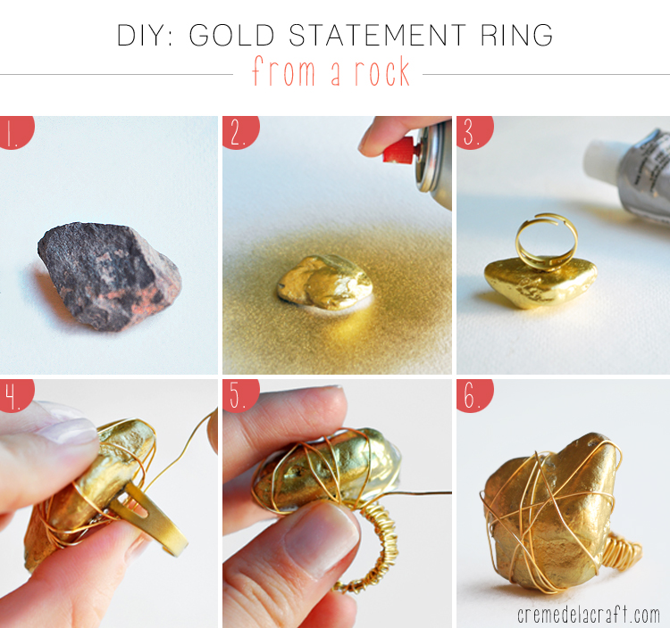 DIY: Gold Statement Ring From A Rock