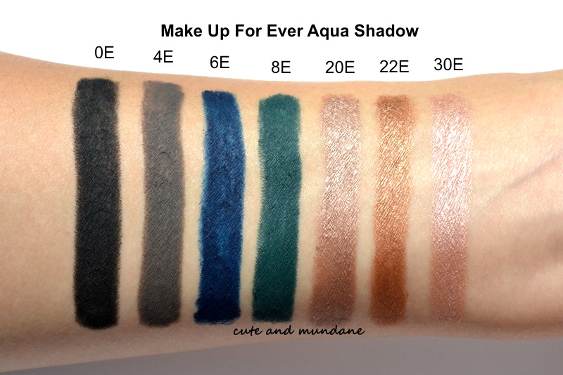 slap af Modsigelse Konsekvent Cute and Mundane: MAKE UP FOR EVER Aqua Shadow review + swatches - OE, 4E,  6E, 8E, 20E, 22E, 30E