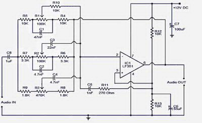 3 Band Tone Control Circuit - Electronic Circuit