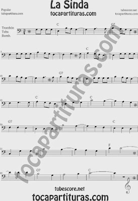 La Sinda Partitura de Trombón, Tuba Elicón y Bombardino Sheet Music for Trombone, Tube, Euphonium Music Scores