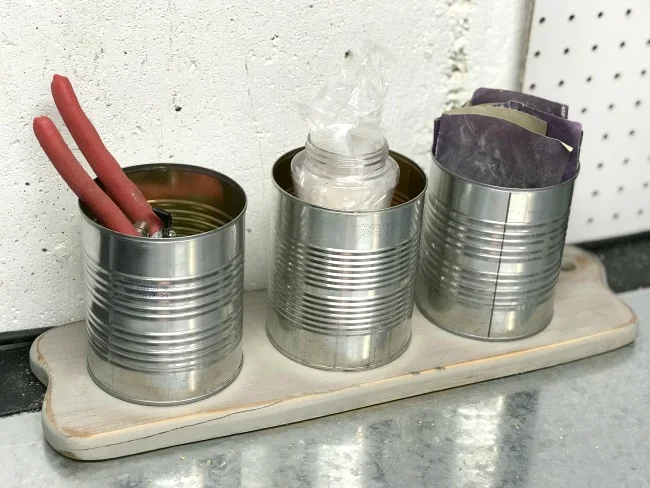 Tin Can Organizer for the Workshop