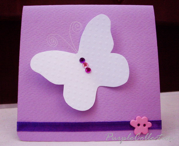 Square Birthday Cards, butterfly, purple
