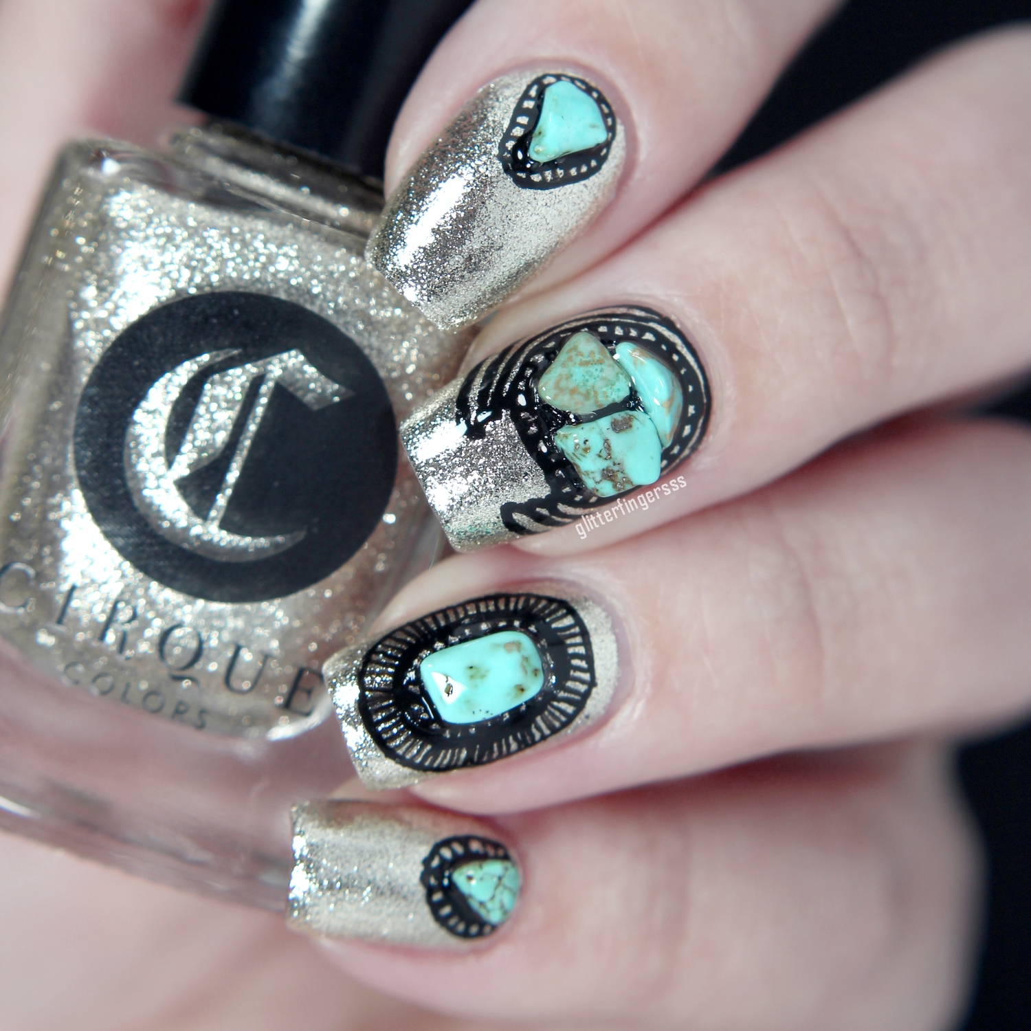 Nail Art with Stones ~ Glitterfingersss in english