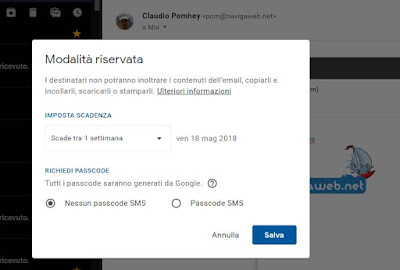 gmail riservata invio messaggi protetti