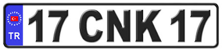 Çanakkale il isminin kısaltma harflerinden oluşan 17 CNK 17 kodlu Çanakkale plaka örneği