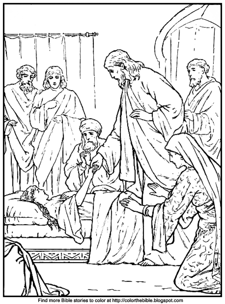 Jairus' child brought to life coloring sheet | Color The Bible