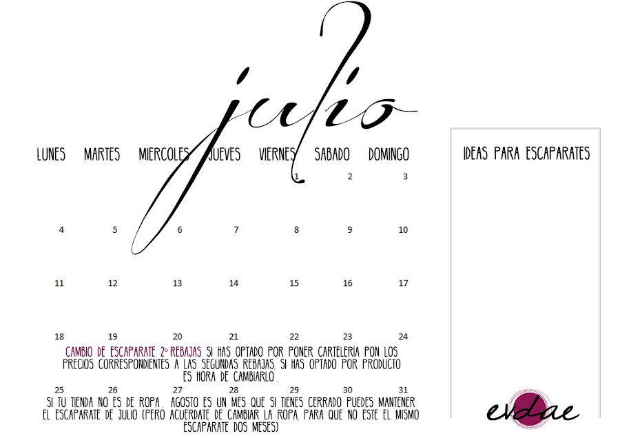 calendario escaparates 2016 julio