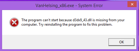 حل مشكلة لا يمكن بدء تشغيل البرنامج لأن d3dx9_43.dll