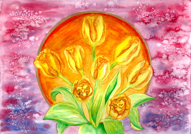 Tulip watercolor painting demonstration and tips + Free watercolor art supply guide.