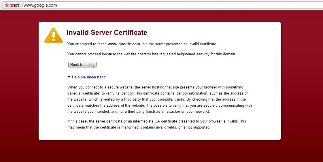 Google Chrome Certificate Error – DXCF