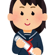 卒業生のイラスト（セーラー服・女子）