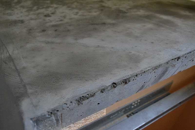 A Work In Progress Concrete Counters, Concrete Countertop Slurry Fill