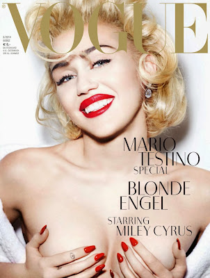 Miley Cyrus goes topless for Vogue Germany Magazine March 2014 Photos