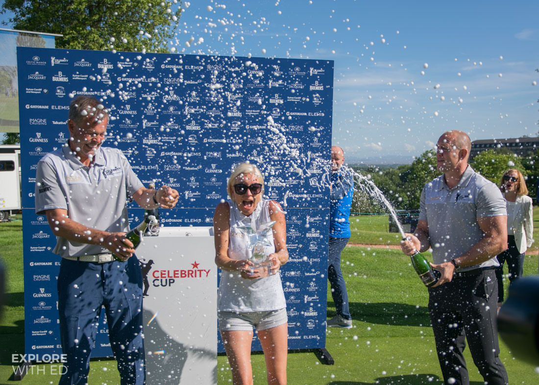 Champagne celebration for Team England at The Celebrity Cup 2017