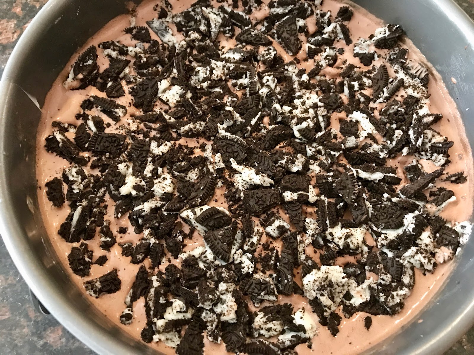 Ice Cream Cake with Cookies, Chocolate and Vanilla Whipped Cream