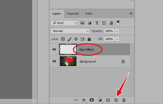Create a New Layer rain effect photoshop, gif animated rain photoshop