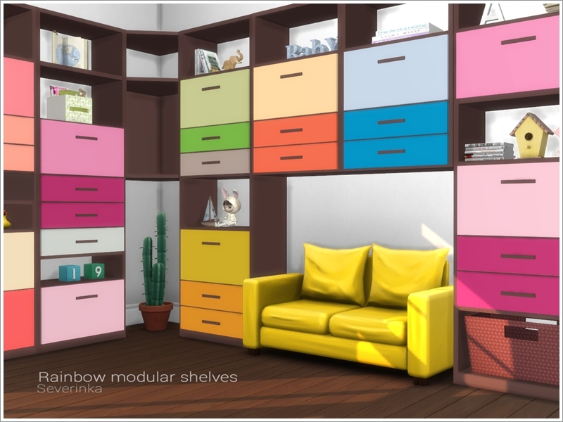 Sims 4 CC's The Best Rainbow modular shelves by Severinka