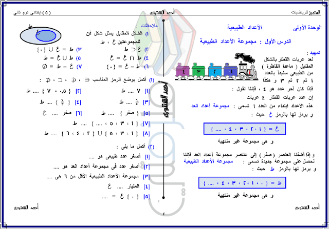 مذكرة رياضيات للصف الخامس الإبتدائي الترم الثاني