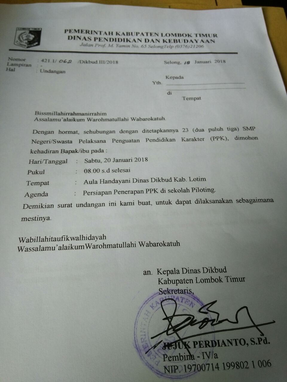 Contoh Surat Undangan Rapat Orang Tua Murid Untuk