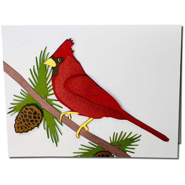 JMRush Designs Stacked Cardinal Bird Card