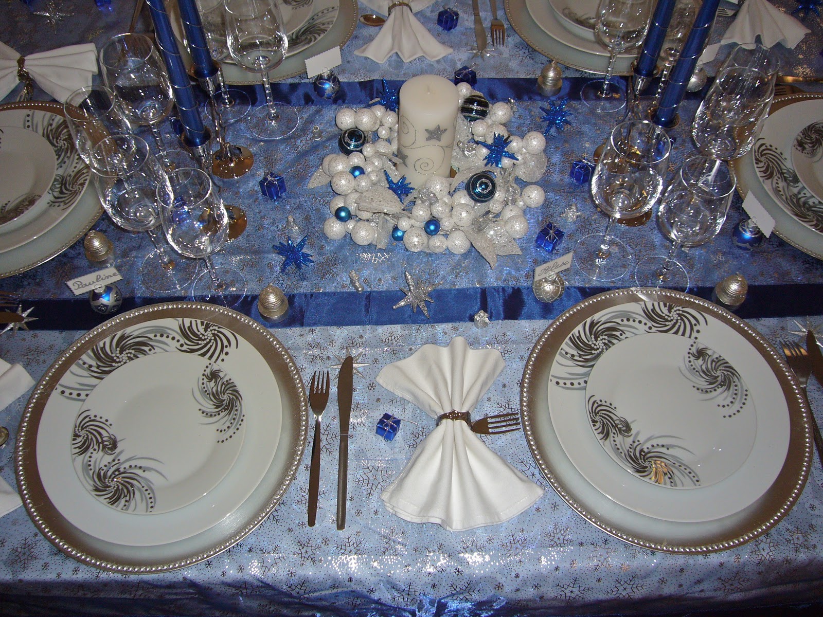 LES TABLES D'ISA: Table Noël Bleu/argent