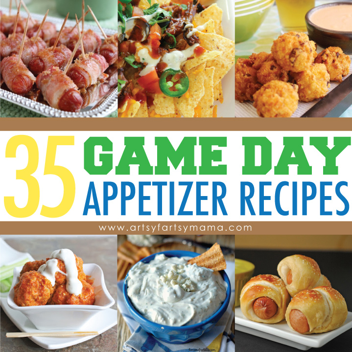 35 Game Day Appetizer Recipes at artsyfartsymama.com #appetizer #recipes #SuperBowl