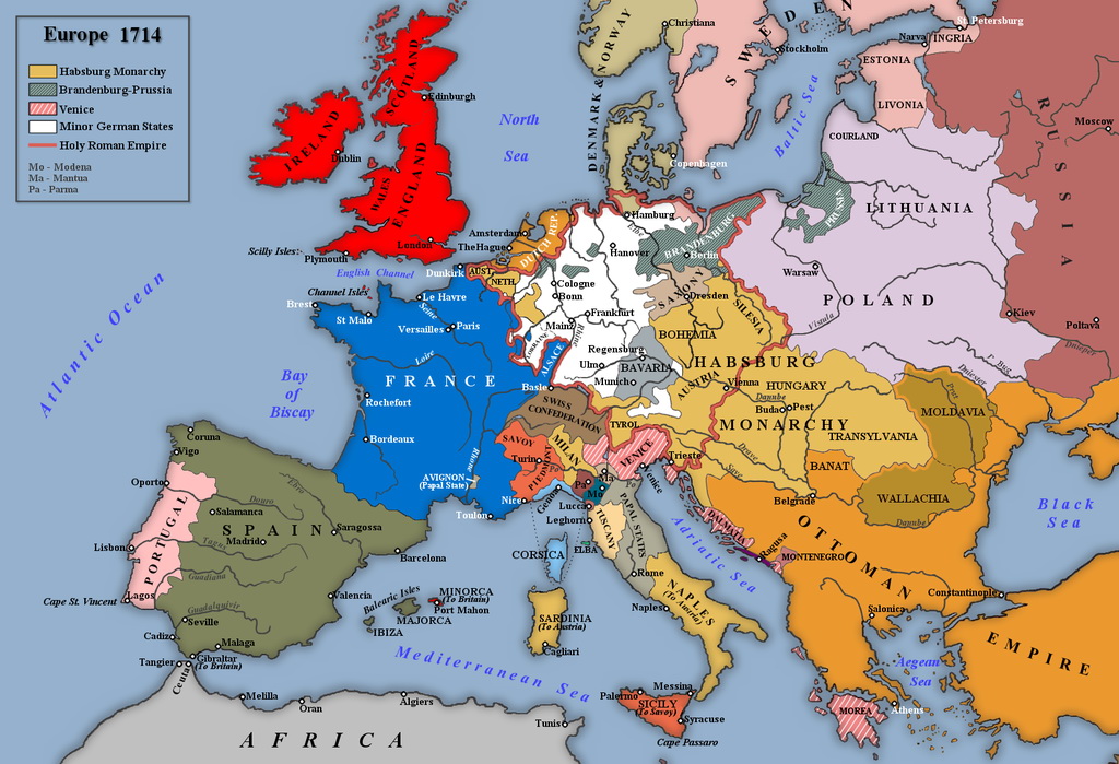 Europe after the treaties of Utrecht Rastatt and Baden (1714) Vivid Maps