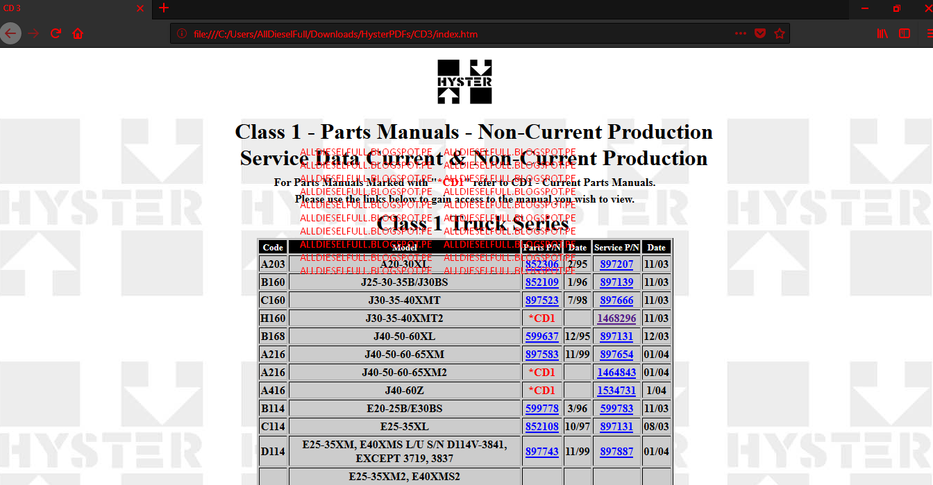 Hyster Forklift Parts and Service Manual CD3 Size: 1.28Gb Language: English  Type: pdf. Models:
