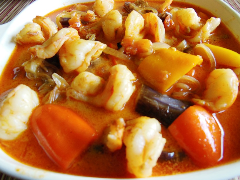 Chumkie's Kitchen Thai Shrimp Pad Ped Eggplant & Shrimp Curry in