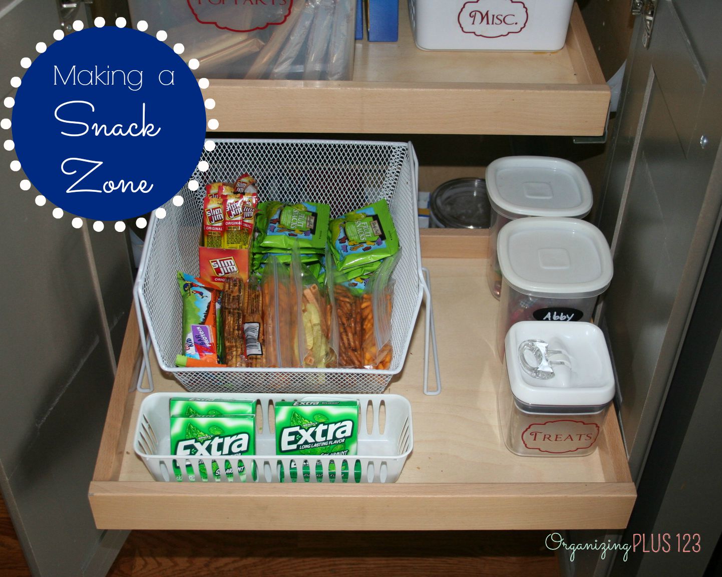 Organizing Plus 123 Tuesday Tip Making a "Snack Zone"