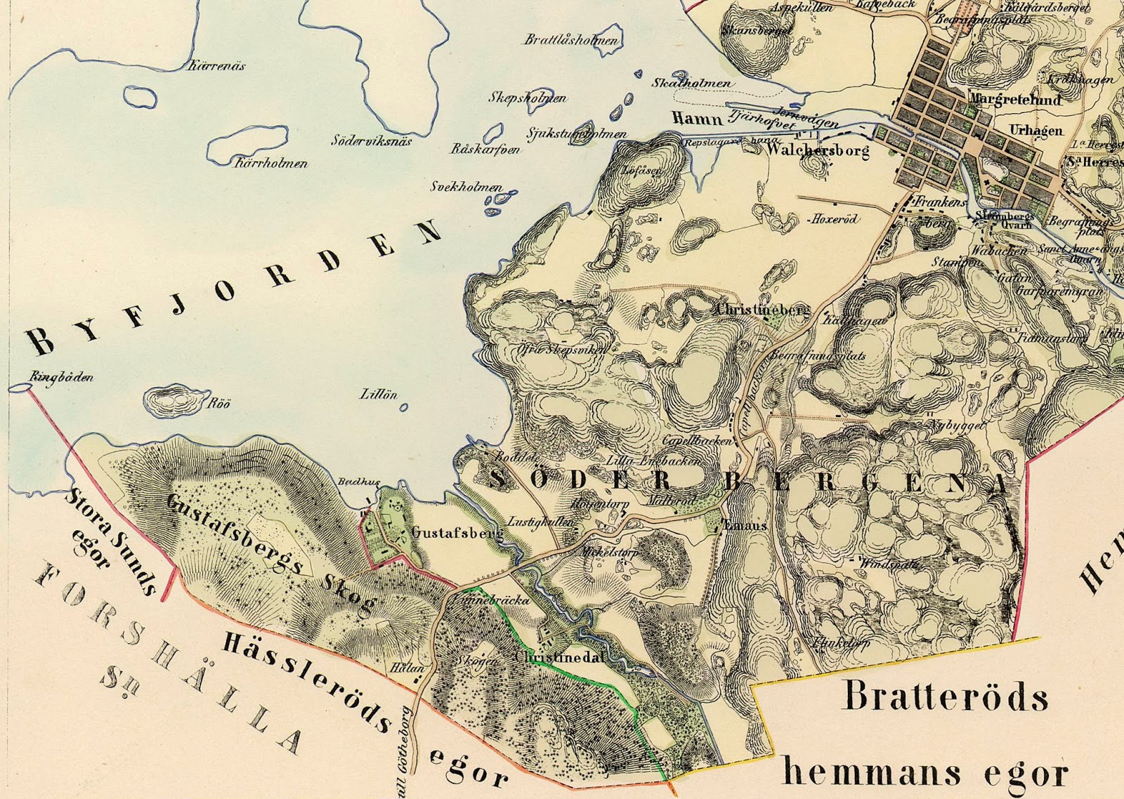 uddevallabloggen.se: Utsnitt ur 1855 års karta