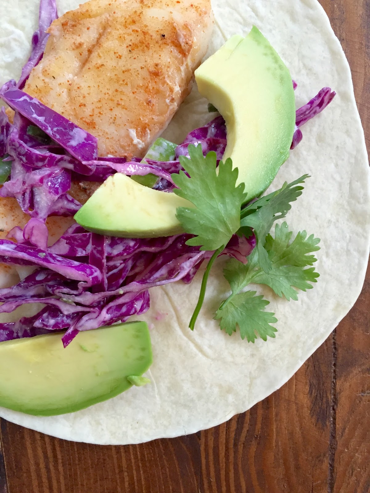 Basa Fish Tacos w/ Red Cabbage Slaw
