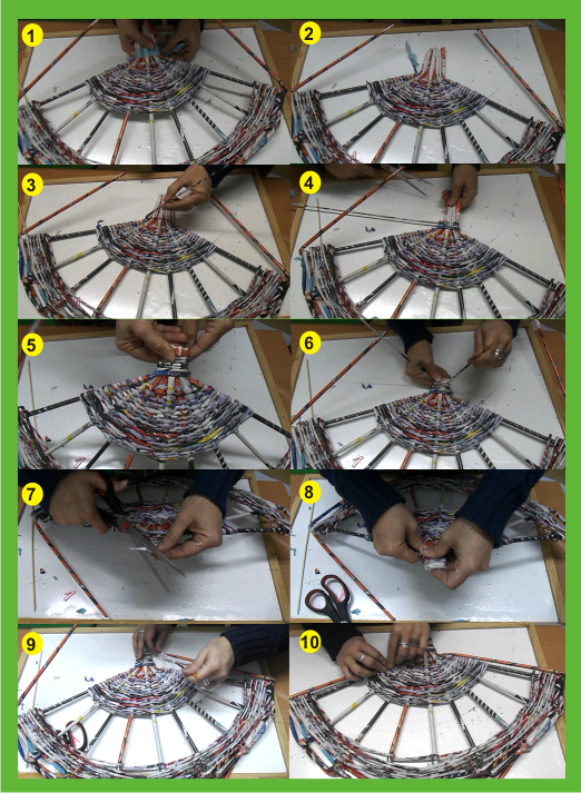 Abanico hecho con varillas de papel