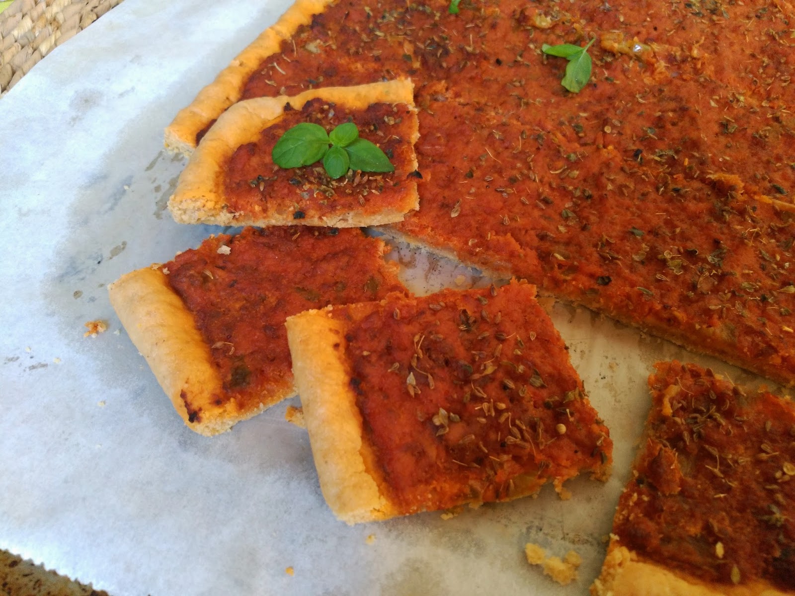 Masa para coca de tomate y pimiento