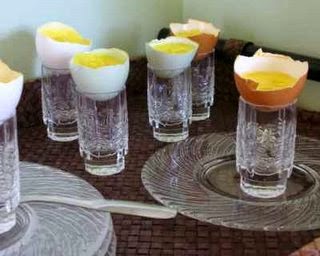 Lemon Pots, here cooked in eggshells instead of the usual ramekins. Very pretty for Easter!