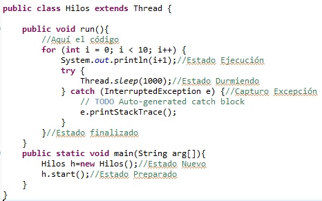 Programacion Orientada a Objetos: Ejecución de Threads o hilos.